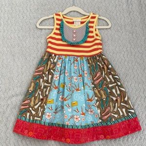 Matilda Jane Ode To Shoes Striped Birds Keys dress Sz 4